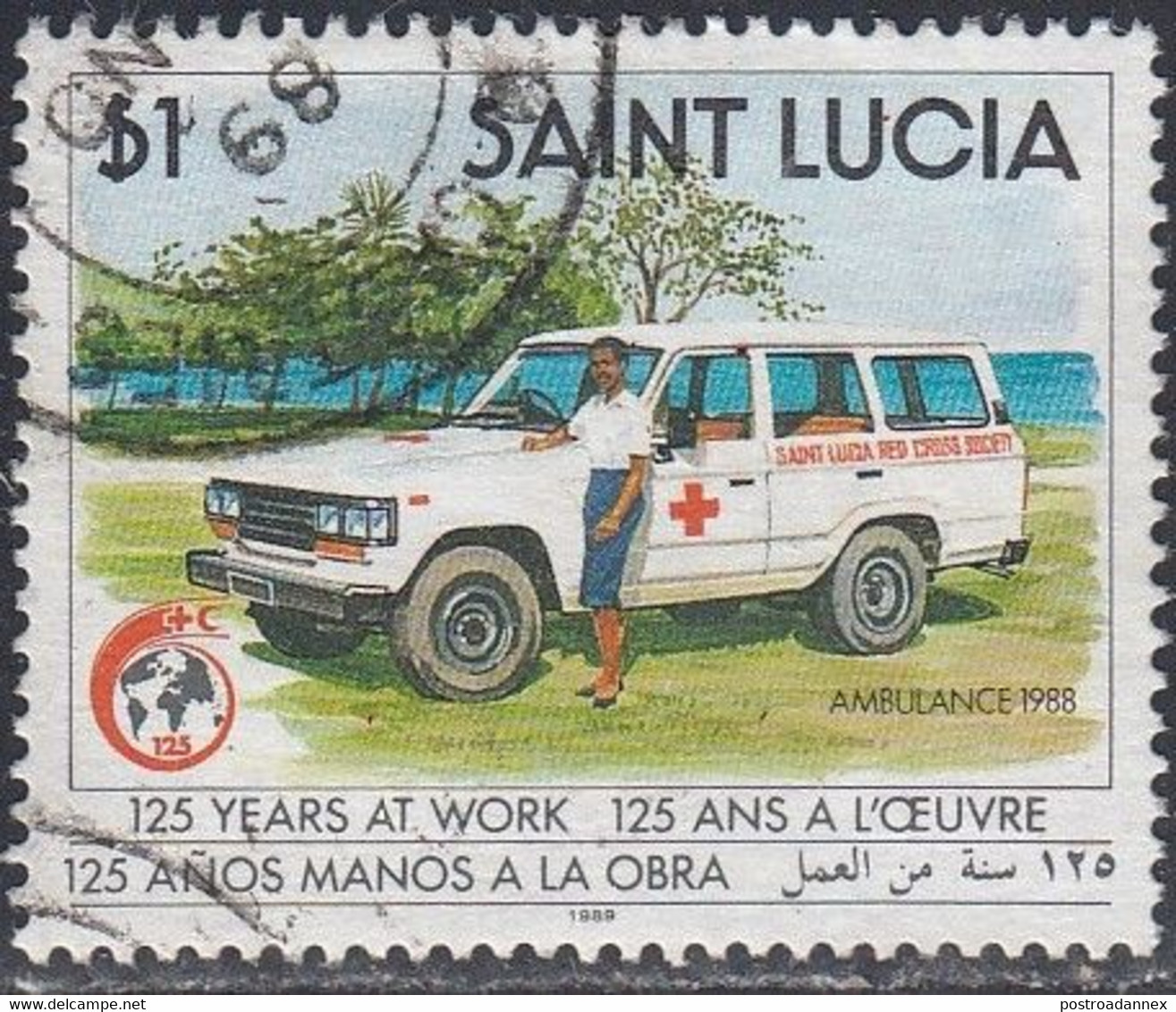 St Lucia, Scott #948, Used, Ambulance, Issued 1989 - St.Lucia (1979-...)