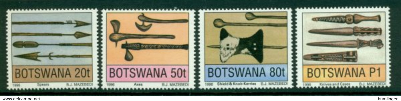 BOTSWANA 1996 Mi 597-600** Traditional Weapons [DP984] - Militaria