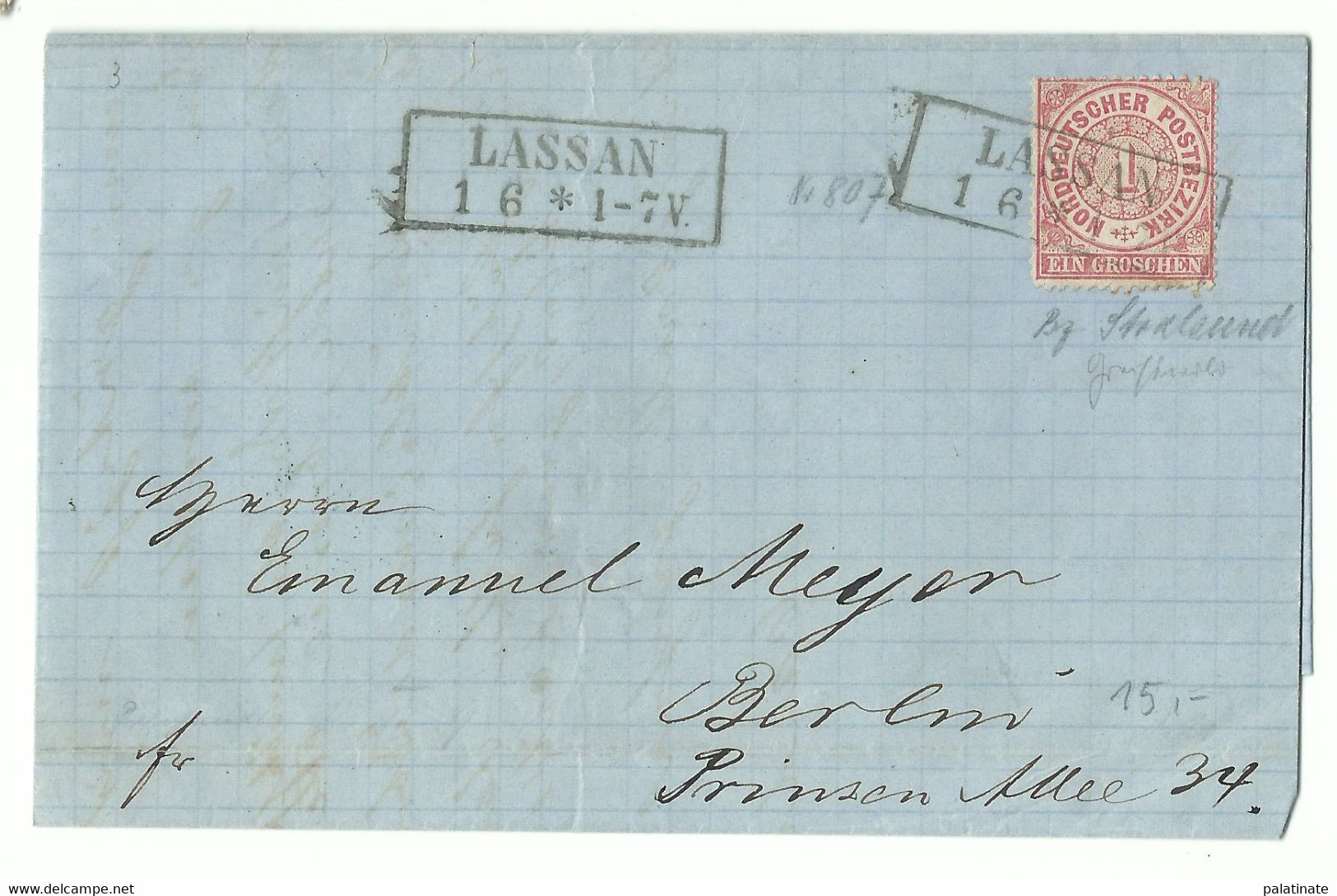 NDP Ka2 Lassan Auf Brief 1871 Nach Berlin - Lettres & Documents