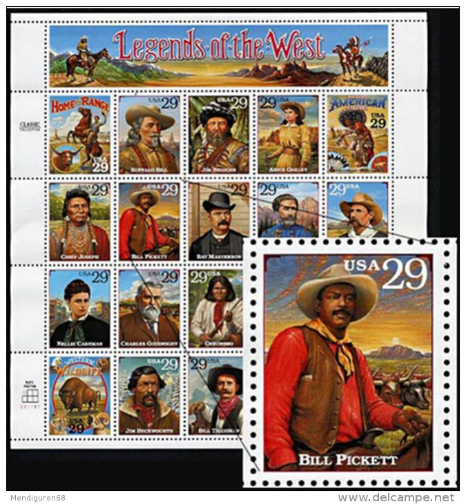 USA 1994 Legends Of The West ReCalled $5.80 MNH SC 2870sp YV BF-2291A-2310A MI 2506-25 I SG MS2950-69A - Feuilles Complètes