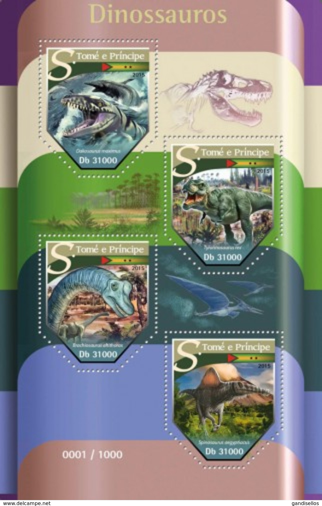 SAO TOME E PRINCIPE 2015 SHEET DINOSAURES DINOSAURIERN DINOSAURIOS DINOSSAUROS DINOSAURI DINOSAURS St15502a - Sao Tome And Principe