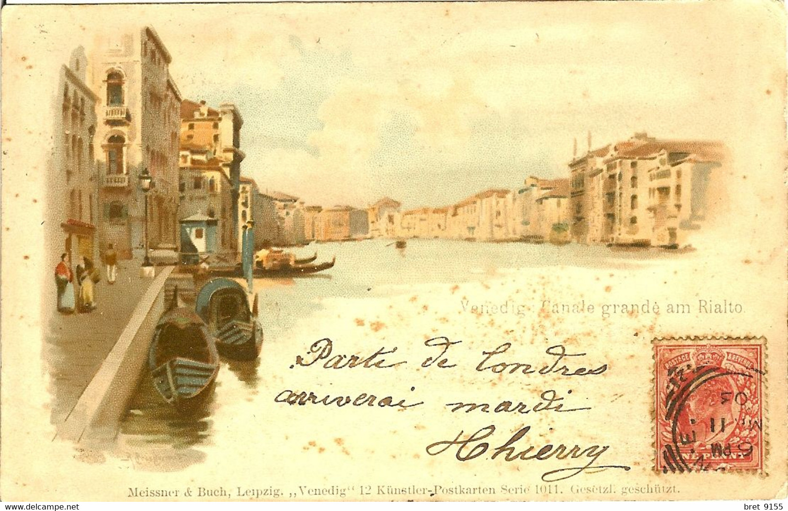 ITALIE VENISE VENEZIA GRAND CANAL DU RIALTO CARTE IMPRIMEE EN ALLEMAGNE EN 1899 - Venezia