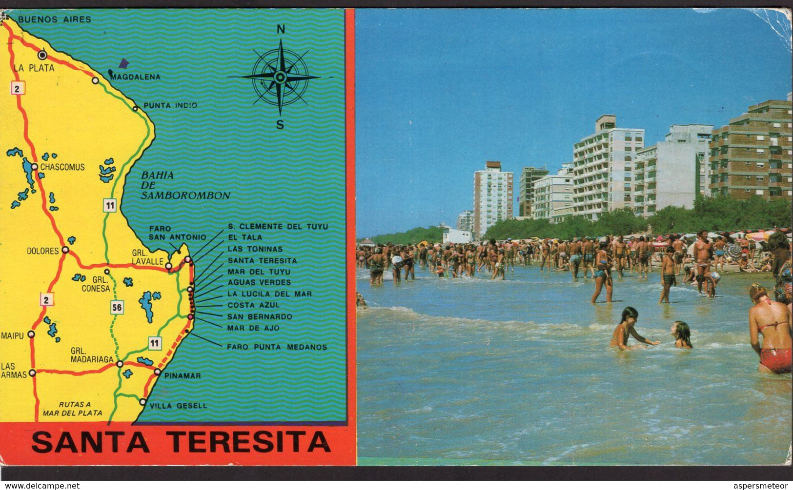 Argentina - Carte Postale - 1982 - Santa Teresita - Mapa De Referencia - Playa Y Edificios - Non Circulé - A1RR2 - Argentinië
