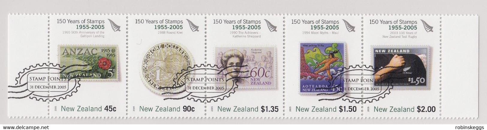 NEW ZEALAND 2005 150 Years Of NZ Stamps, Set In Strip Of 5 CTO - Used Stamps