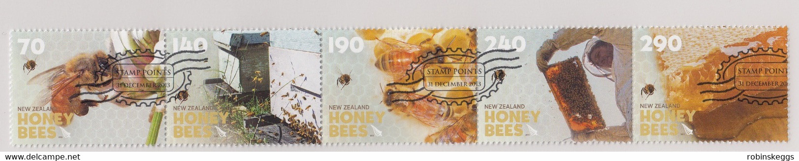 NEW ZEALAND 2013 Honey Bees, Set In Strip Of 5 Ex Stamp Points, CTO - Usados