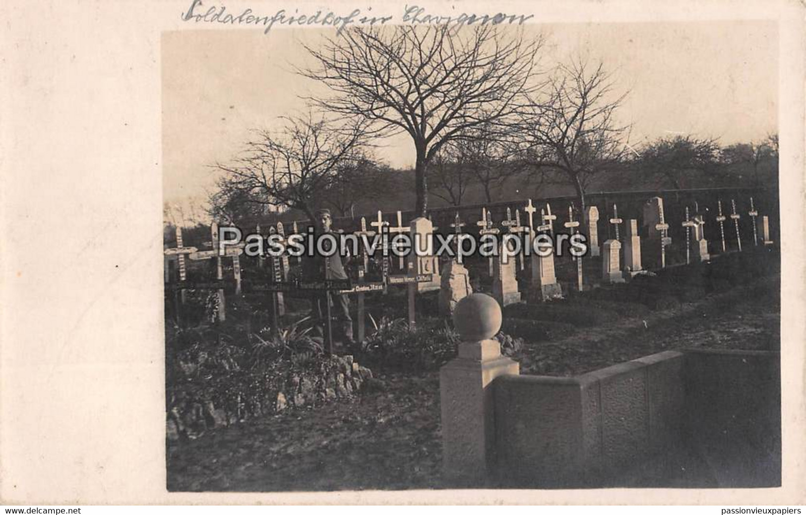 CARTE PHOTO ALLEMANDE CHAVIGNON SOLDATENFRIEDHOF  CIMETIERE MILITAIRE - Other & Unclassified