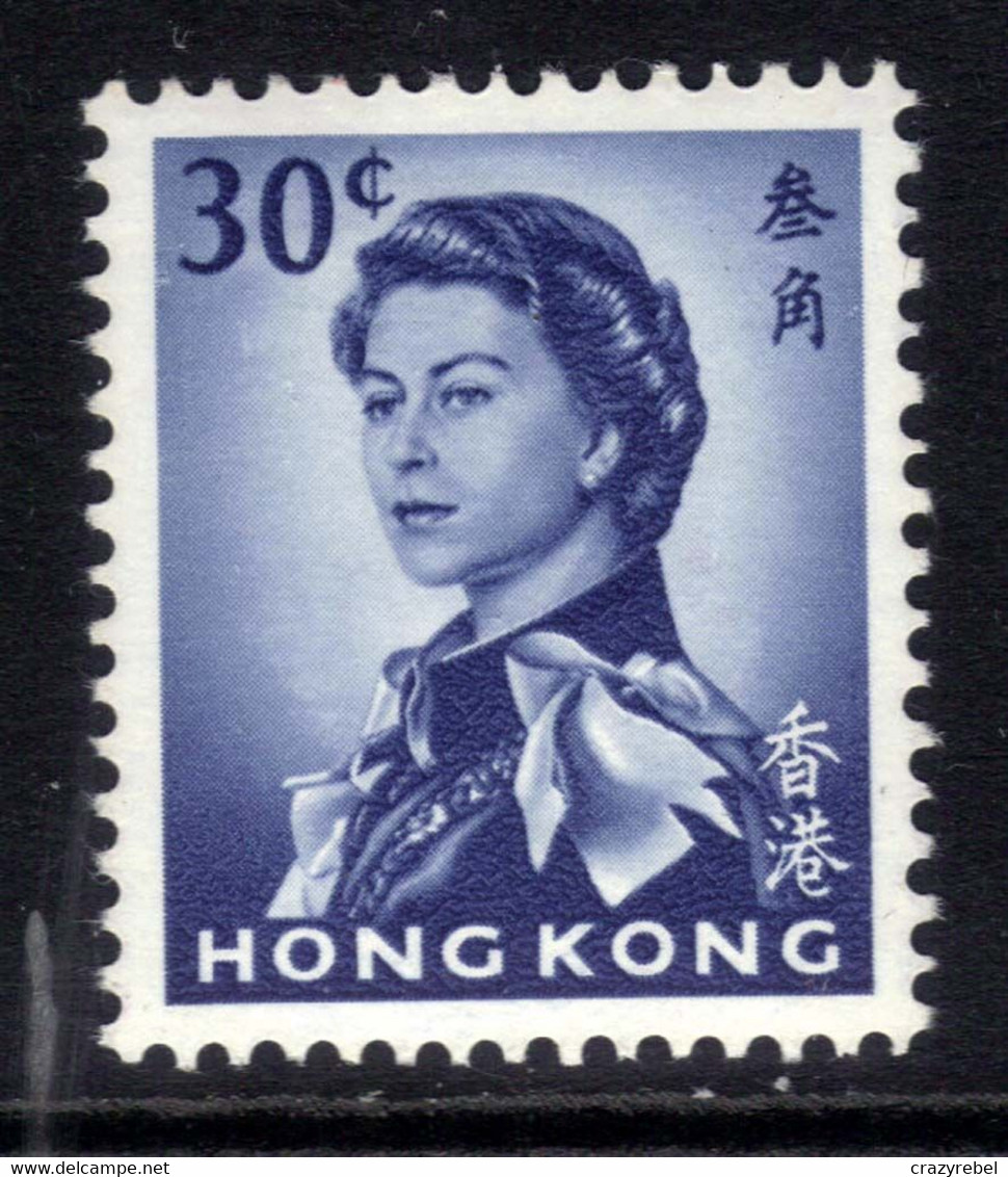 Hong Kong 1962 -73 QE2 30ct Deep Grey Blue MM SG 201 ( L1090 ) - Unused Stamps