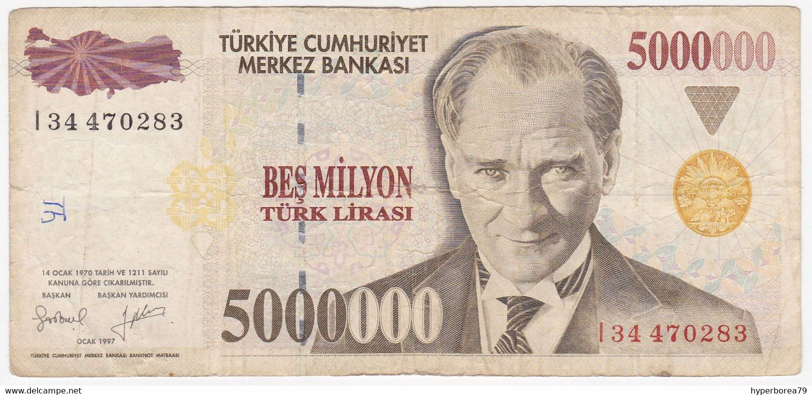 Turkey P 210 B - 5.000.000 Lira 1997 - Fine+ - Türkei