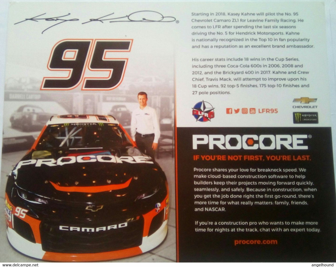 Kasey Kahne ( American Race Car Driver) - Autographes