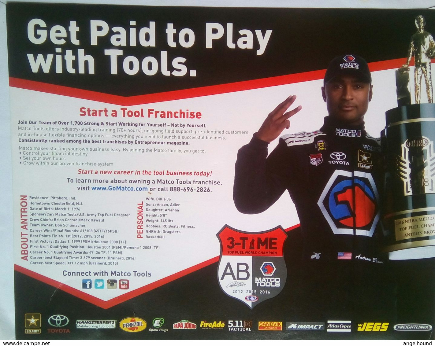 Antron Brown ( American Race Car Driver) - Habillement, Souvenirs & Autres