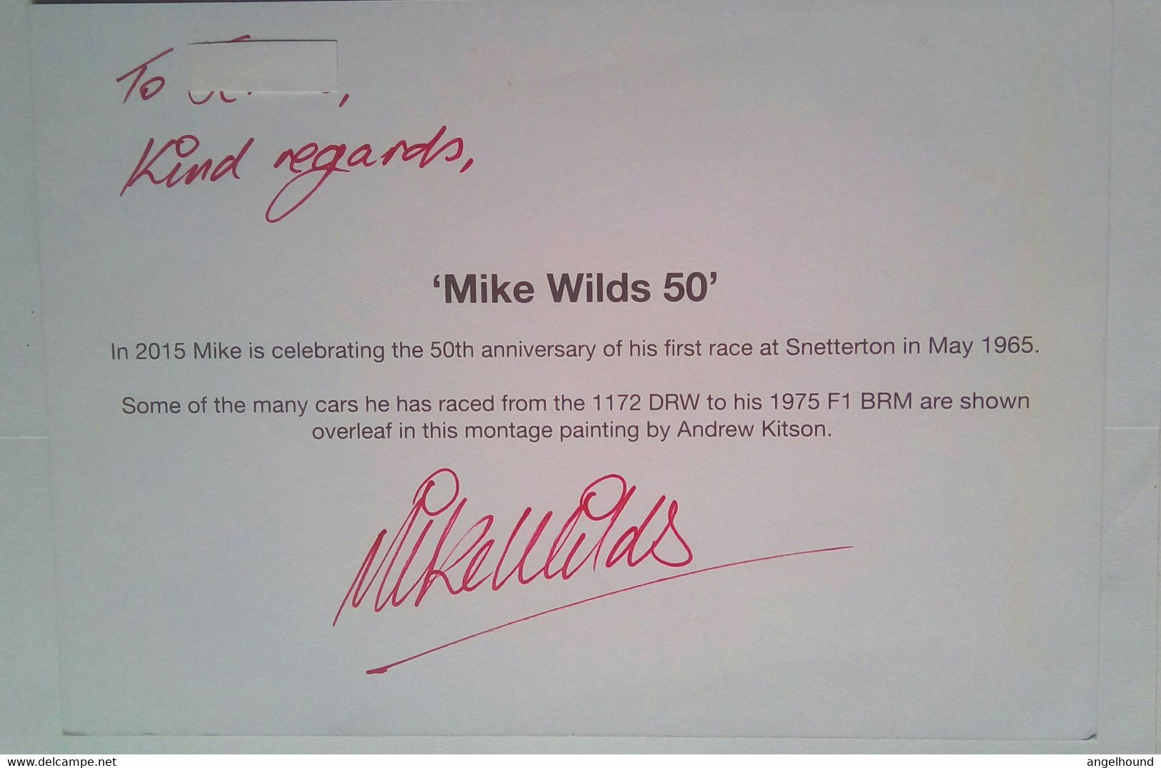 Mile Wilds ( British Race Car Driver) - Autographes