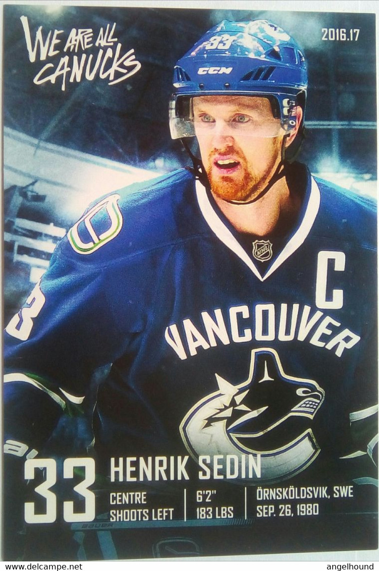 Canucks Vancouver Henrik Sedin - 2000-Nu