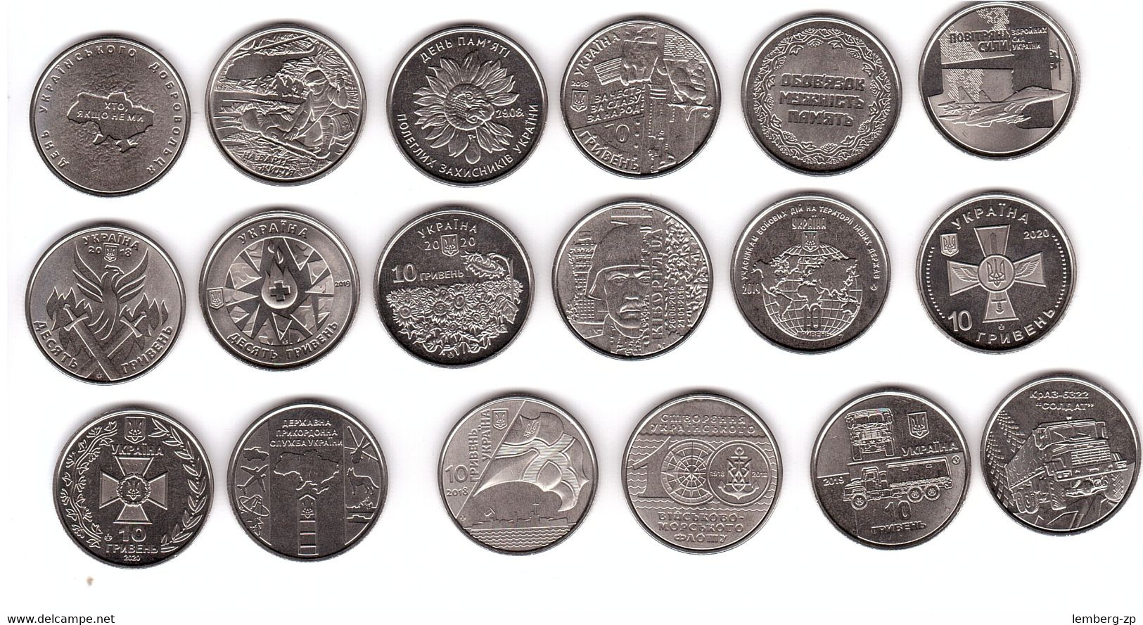 Ukraine - Set 9 Coins 10 Hryven 2018 - 2020 UNC Lemberg-Zp - Ucraina