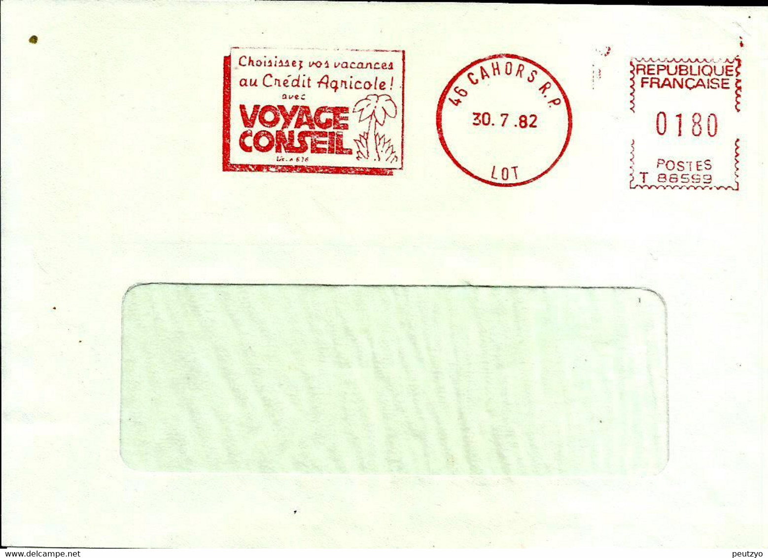 Lettre  EMA Havas T 1982  Voyage Conseil Credit Agricole Vegetaux Arbre Palmier    46 Cahors A81/14 - Autres & Non Classés