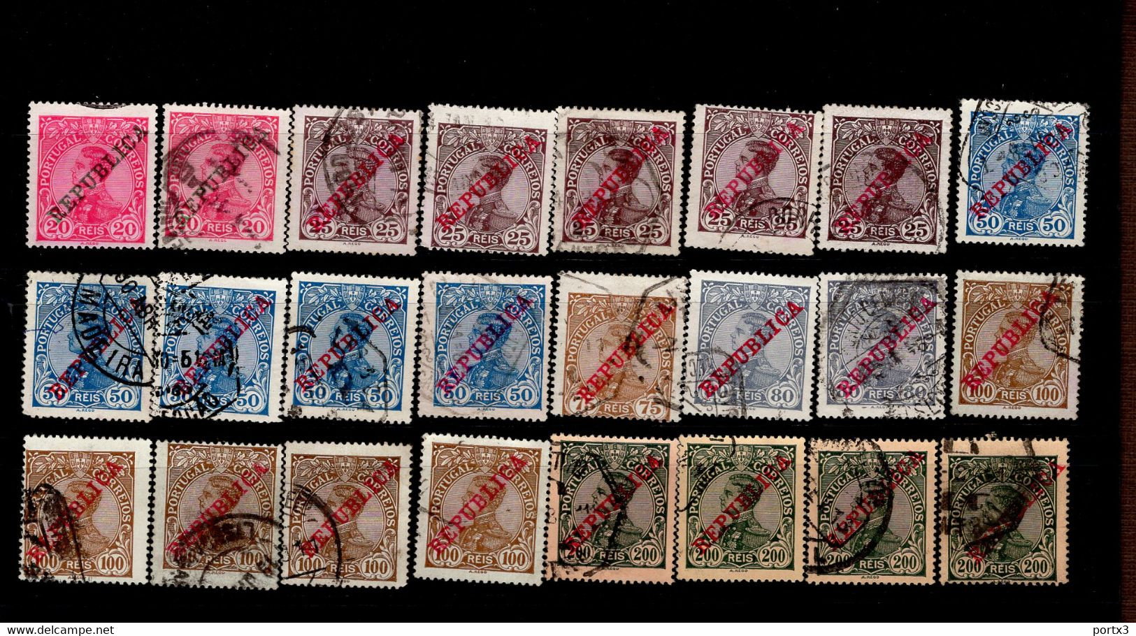 Por.172 - 178 Ex Konvolut König Manuel II Mit  Schrägem Überdruck Republica Gestempelt /used (6                        ) - Used Stamps