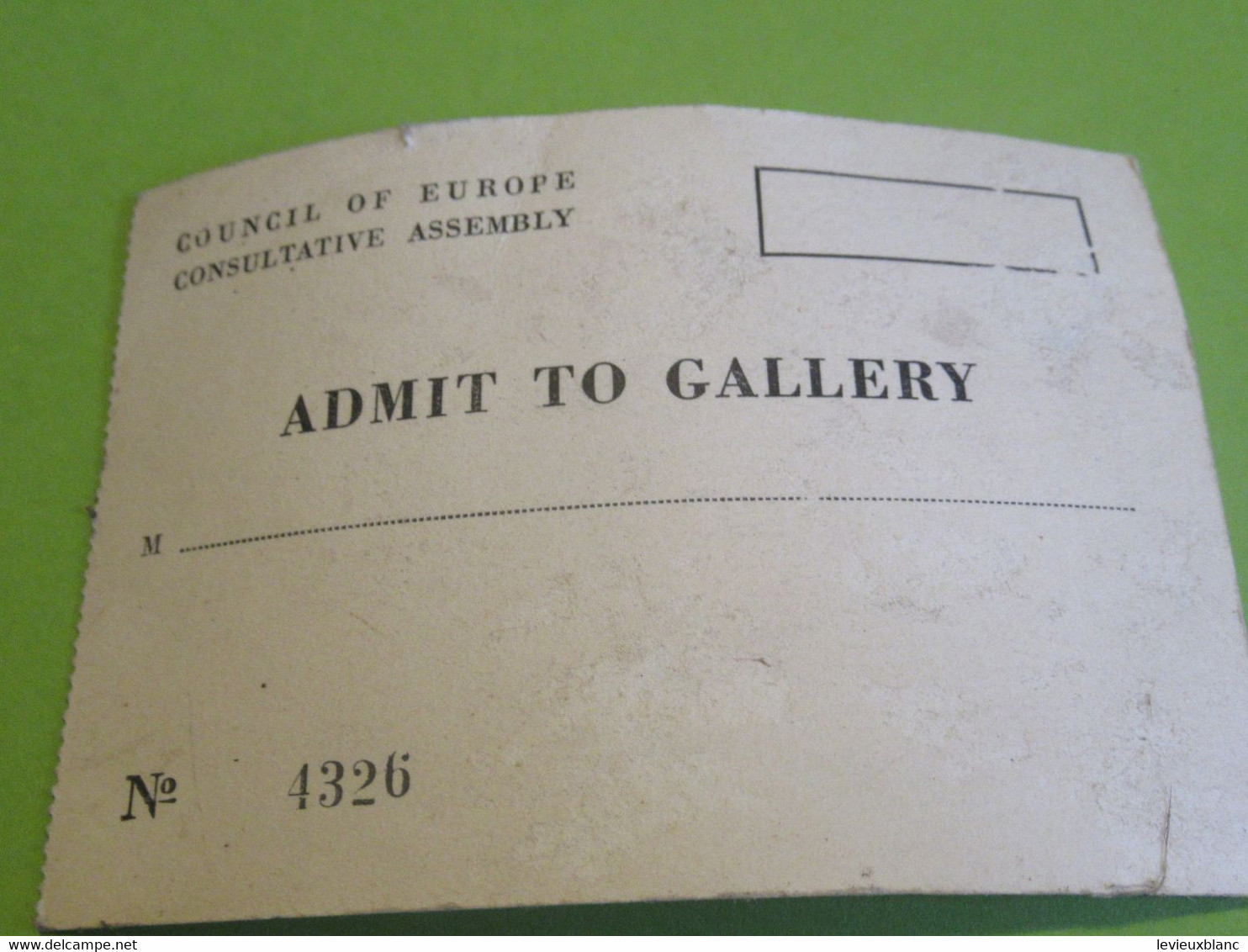 Carte Associative/Conseil De L'Europe/Assemblée Consultative/Council Of E./Carte De Tribune/Françoise AYME/1961   AEC181 - Autres & Non Classés