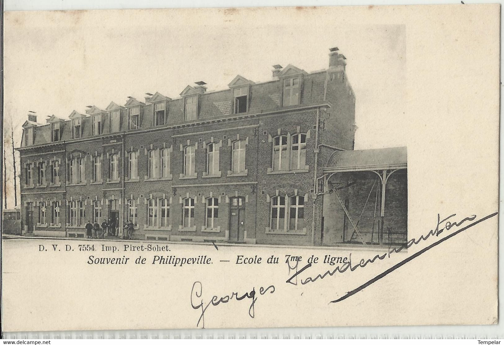 Souvenir De Philippeville - Ecole Du 7me De Ligne - Carte D.V.D. N°7554 - 1905 - Philippeville