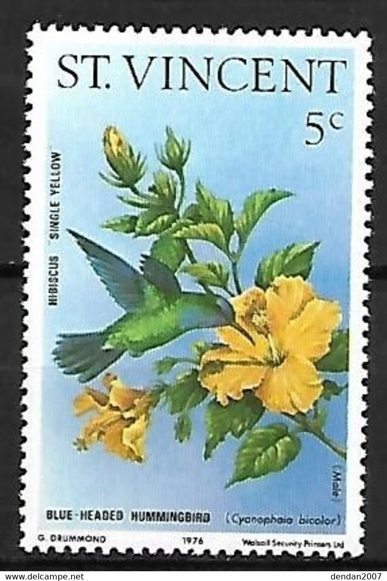 St Vincent - MNH ** 1976 : Hummingbirds And Hibiscuses :  Blue-headed Hummingbird  -  Riccordia Bicolor - Hummingbirds