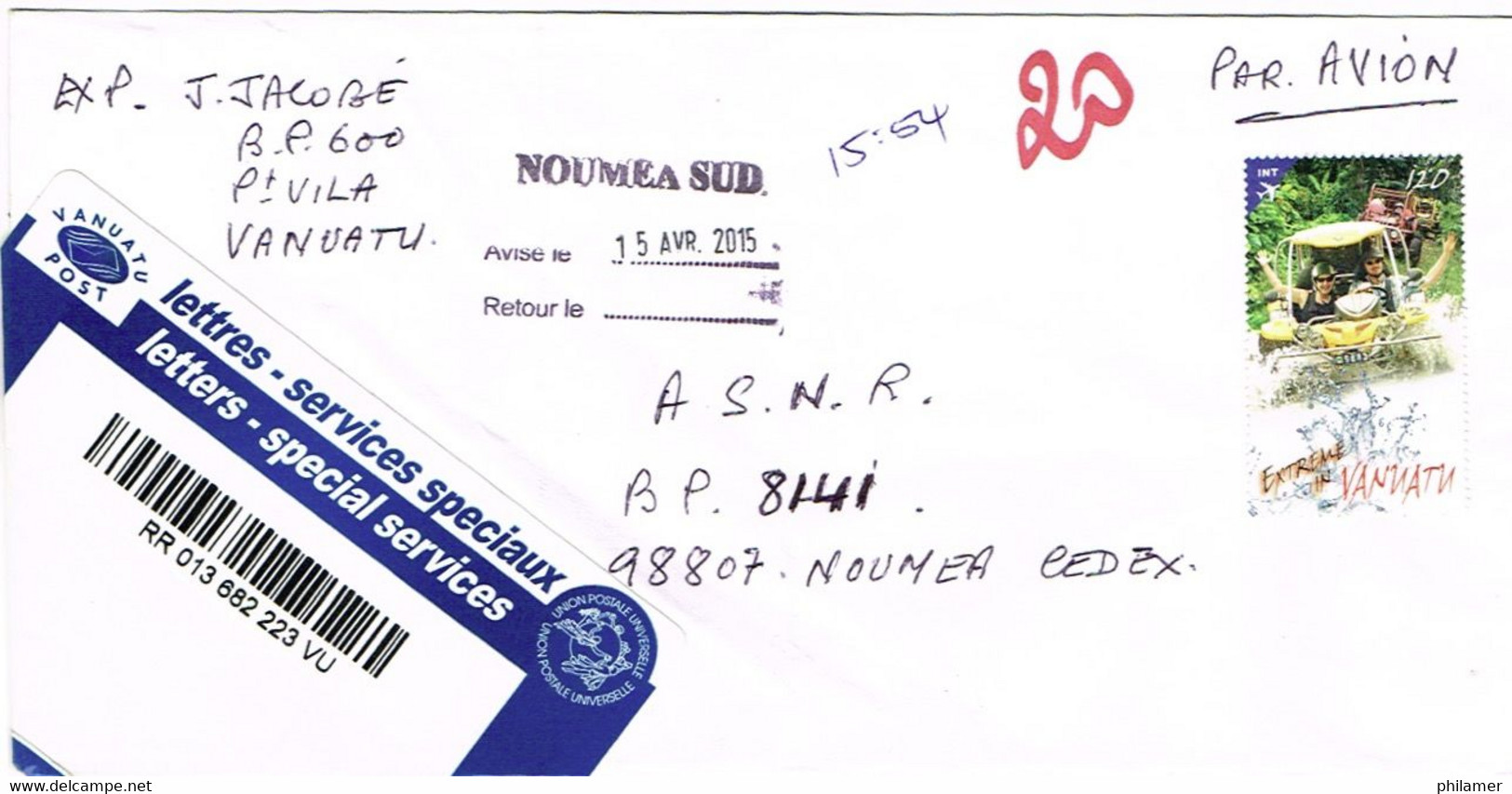 Vanuatu (ex Condominium Nouvelles New Hebrides) Lettres Services A La Place Du Cad 2015 BE - Vanuatu (1980-...)