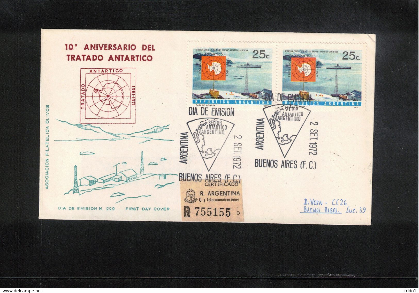 Argentina 1972 10th Anniversary Of Antarctica Treaty Interesting Registered Letter - Antarctic Treaty