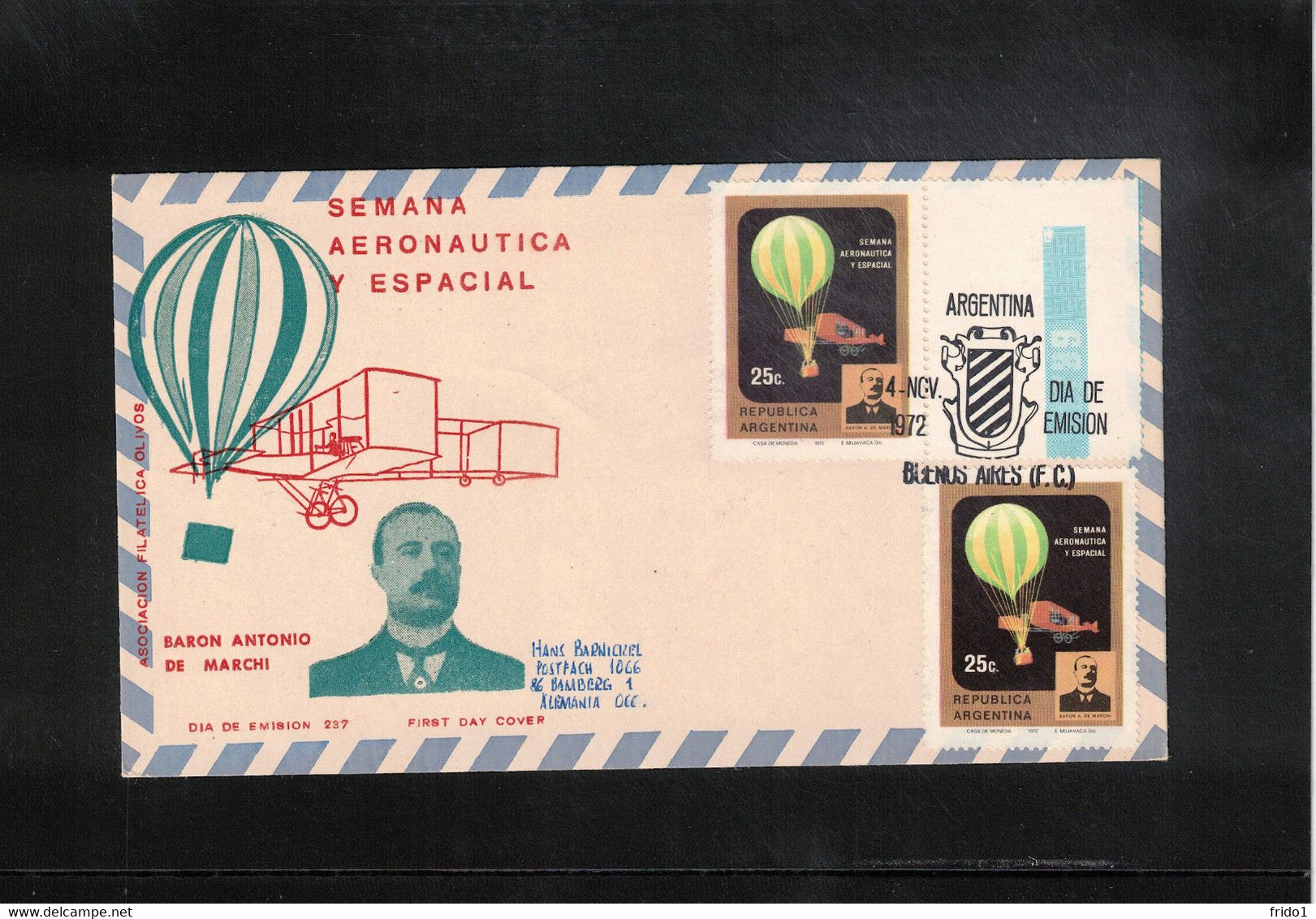 Argentina 1972 Aeronautical And Space Week FDC - Autres & Non Classés