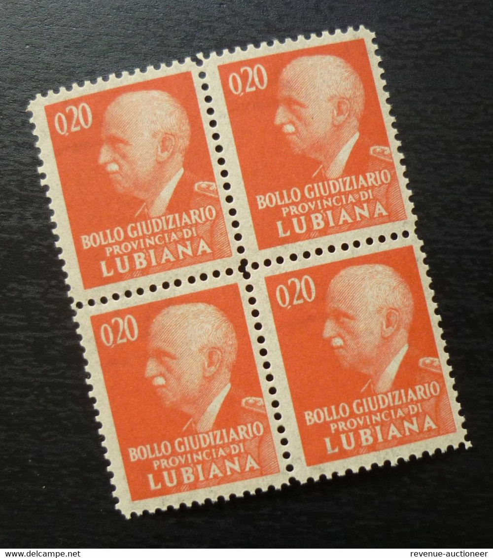 Slovenia C1942 Italy WWII Local LUBIANA Revenue Stamps - Block Of 4 Rare!!! B1 - Lotti E Collezioni