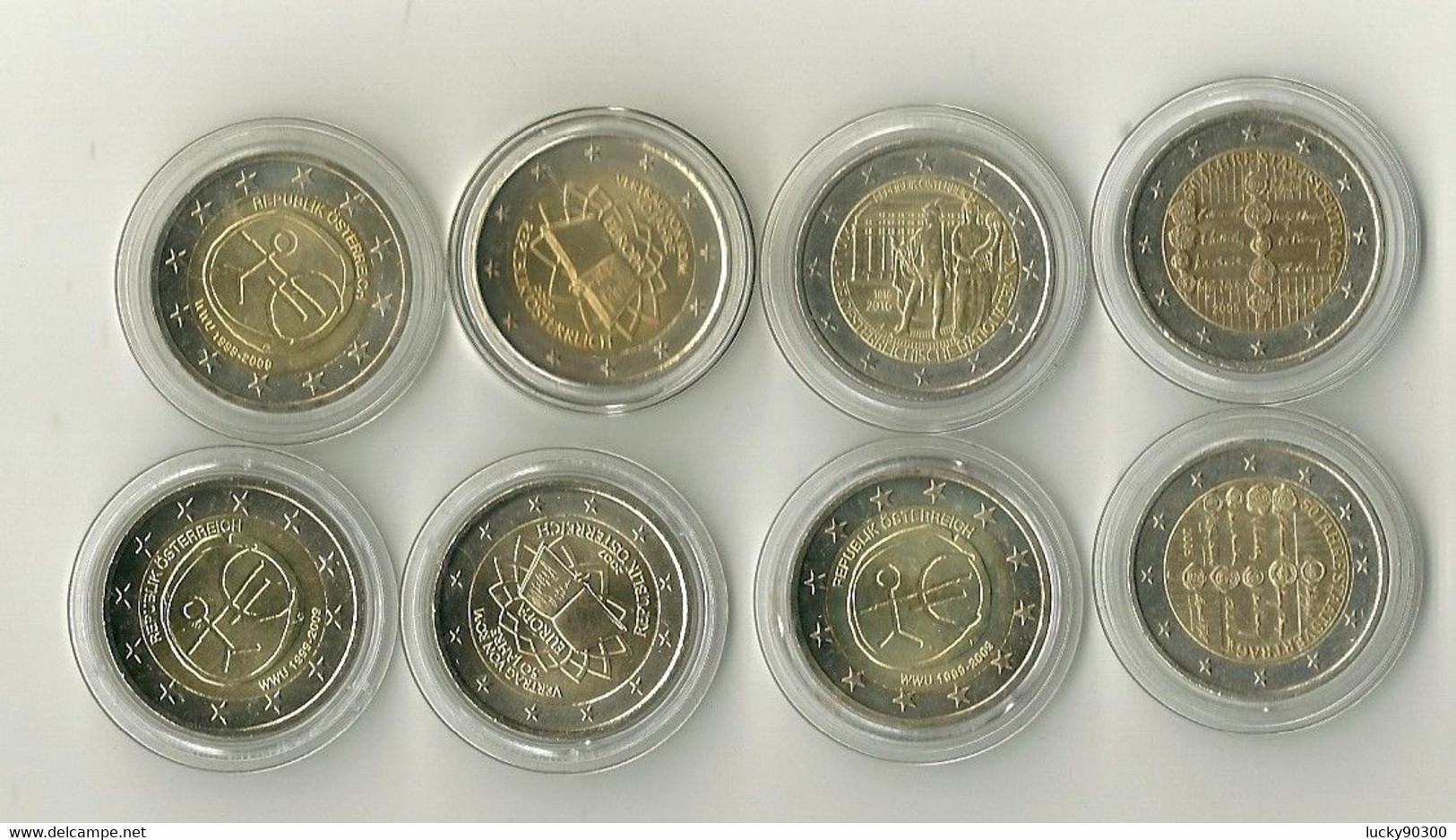 LOT DE 8 PIECES 2 EURO AUTRICHE SOUS CAPSULES DONT TRAITE DE ROME -  UEM  - COMMEMORATIVES - Oostenrijk