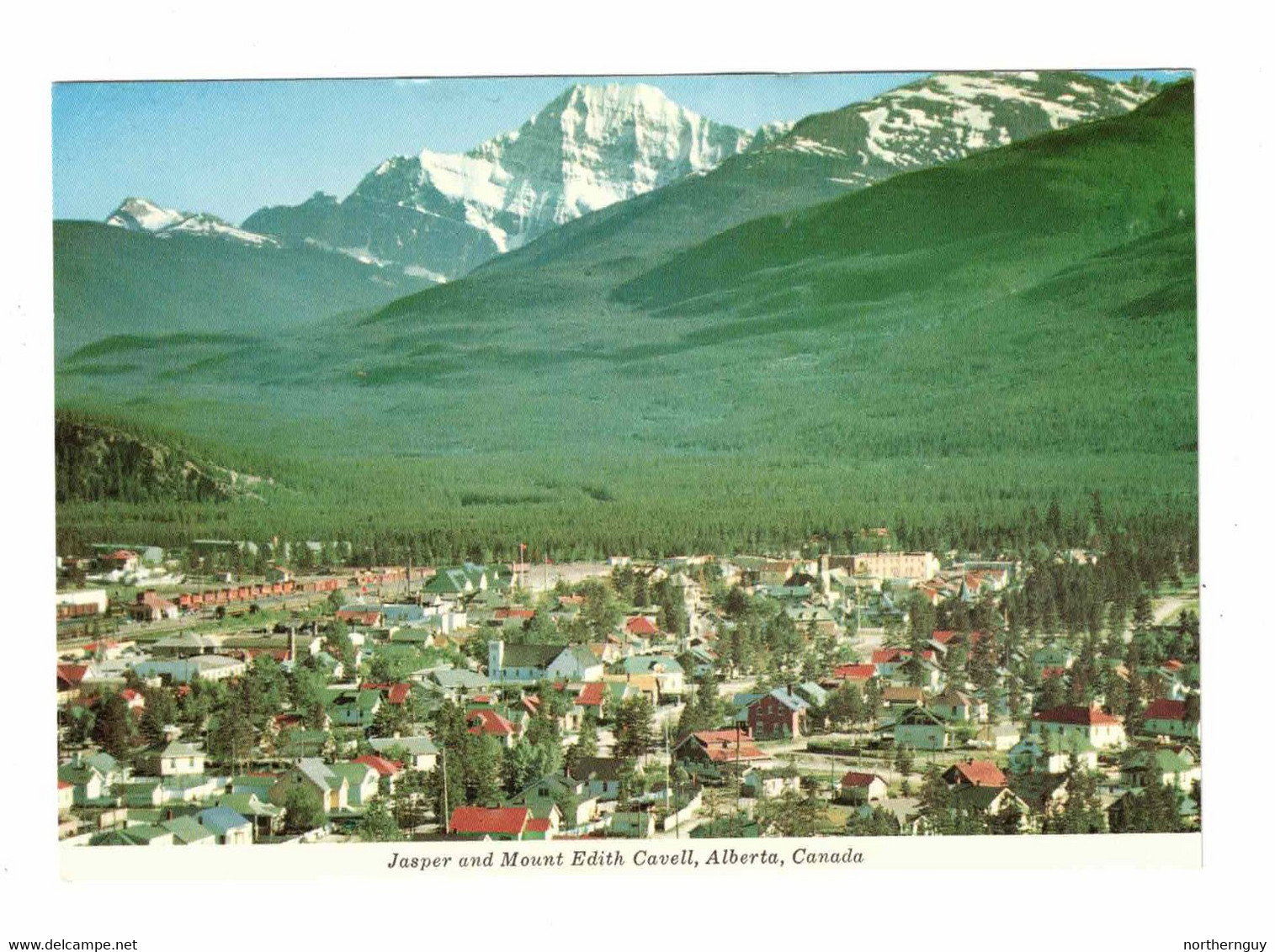 JASPER, Alberta, Canada, BEV & Mount Edith Cavell, Old 4X6 Postcard - Jasper