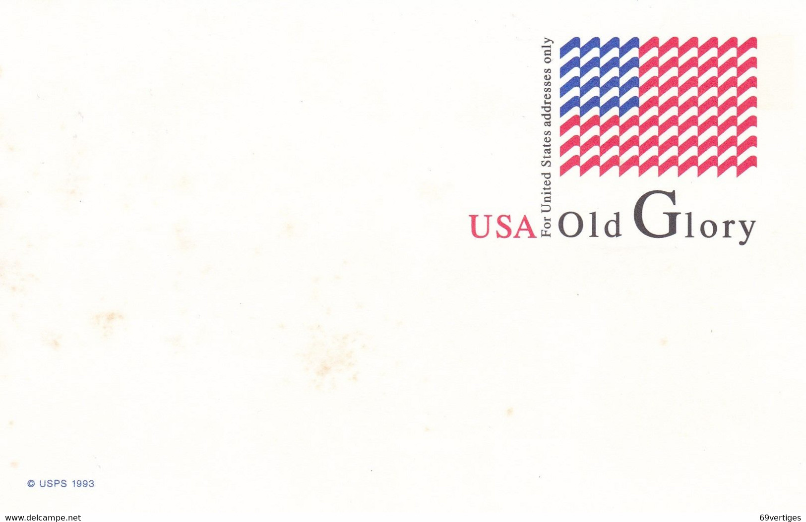 ENTIER POSTAL, "USA OLD GLORY",  20c - Other & Unclassified