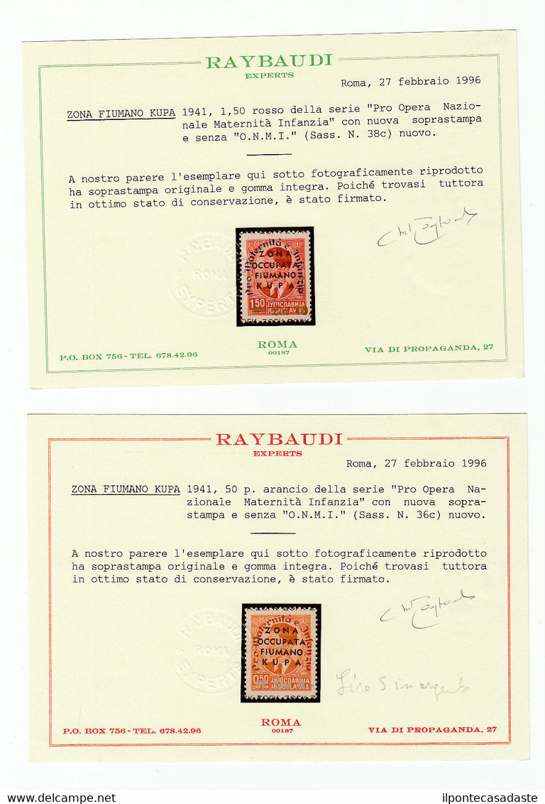 MNH ) ZONA FIUMANO KUPA | Occupazione Italiana 1941 | Serie Completa Di 2 Valori Soprastampati In Argento (5 Lire) E Oro - Fiume & Kupa