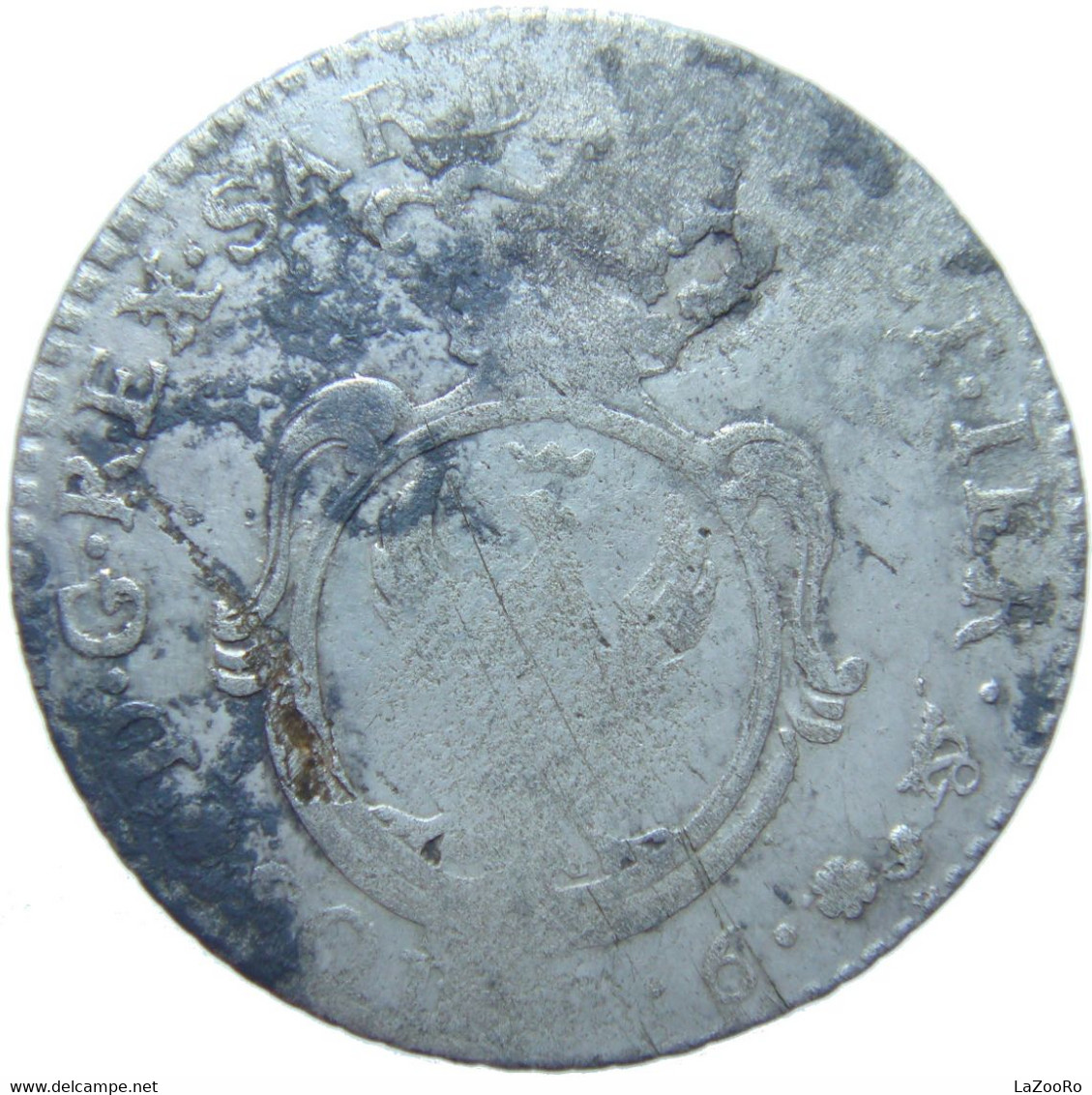 LaZooRo: Italy SARDINIA 7.6 Soldi 1800 F / VF - Silver - Piémont-Sardaigne-Savoie Italienne