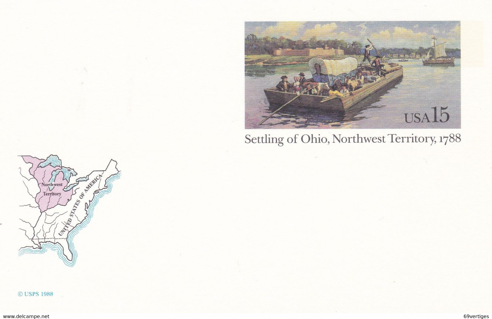 ENTIER POSTAL, "SETTING OF OHIO", Northwest Territory, 1788, 15c - Autres & Non Classés