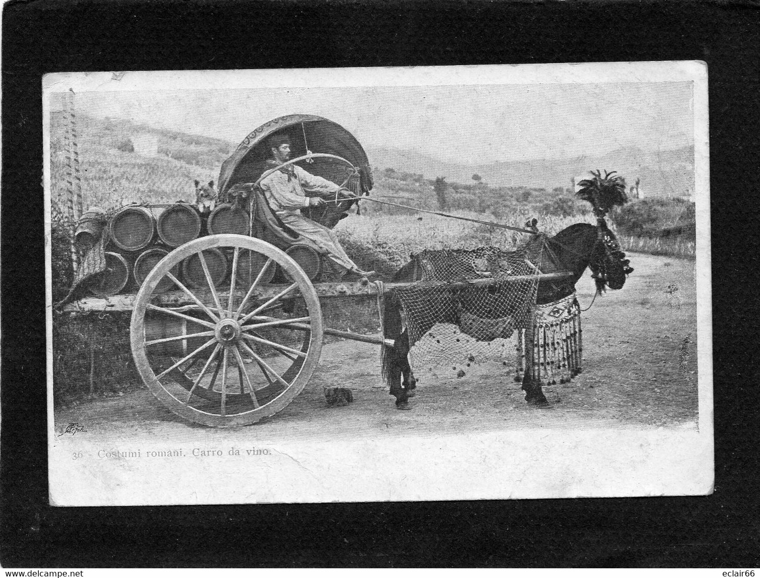 - ROMA - Costumi Romani - Carro Da Vino Transport   Tonneaux  Vins CPA Année1906 - Transport