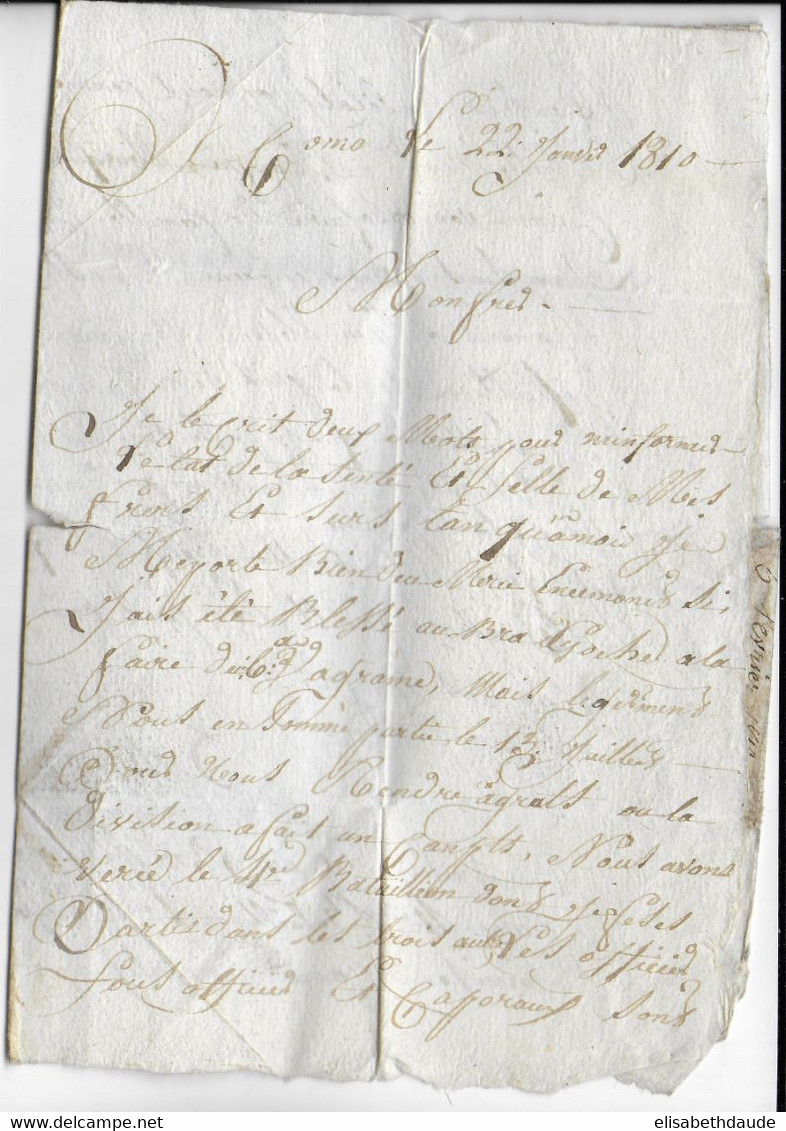 1810 - ARMEE D'ITALIE - LETTRE De COMO DEMANDANT DE L'ARGENT => CHAROLLES Avec RECEPISSE ARTICLE D'ARGENT Pour REPONSE ! - Army Postmarks (before 1900)