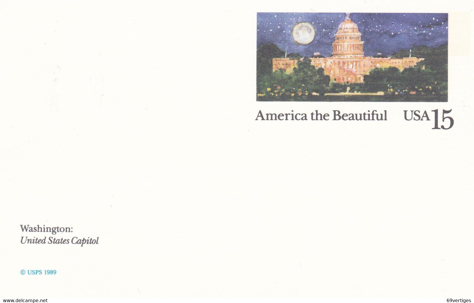 ENTIER POSTAL, "AMERICA THE BEAUTIFUL", Washington, United States Capitol, 15c - Otros & Sin Clasificación