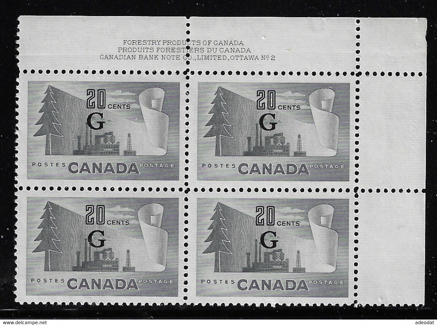 CANADA 1951 OFFICIAL STAMPS UR PLATE BLOCK #2 SCOTT O30 CV US $12.00. JPG - Surchargés