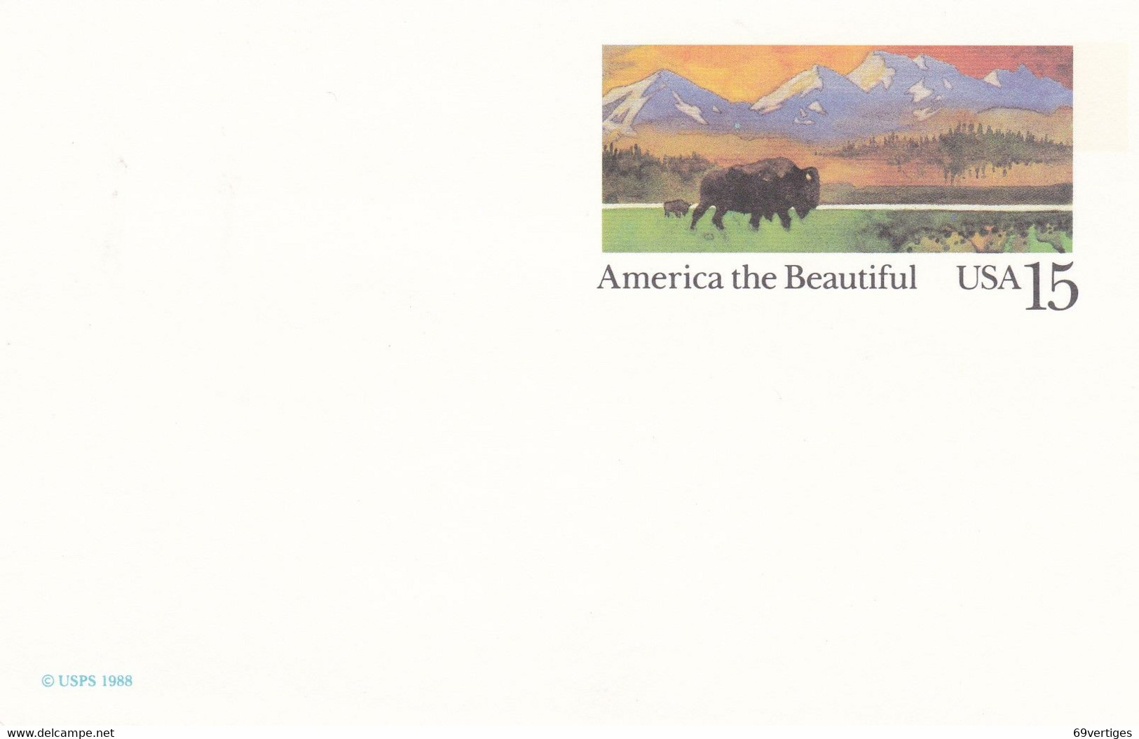 ENTIER POSTAL, "AMERICA THE BEAUTIFUL", Bison, 15c - Autres & Non Classés