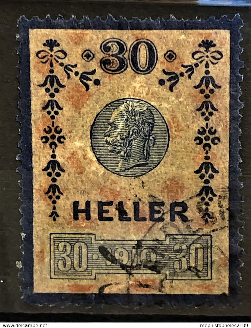 AUSTRIA 1910 - Canceled - Stempelmarke 30h - Steuermarken