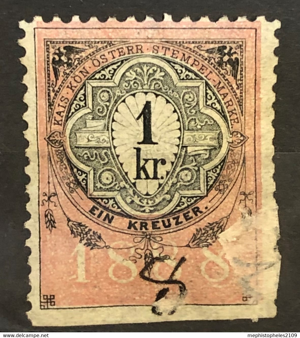 AUSTRIA 1888 - Canceled - Stempelmarke 1kr - Fiscale Zegels