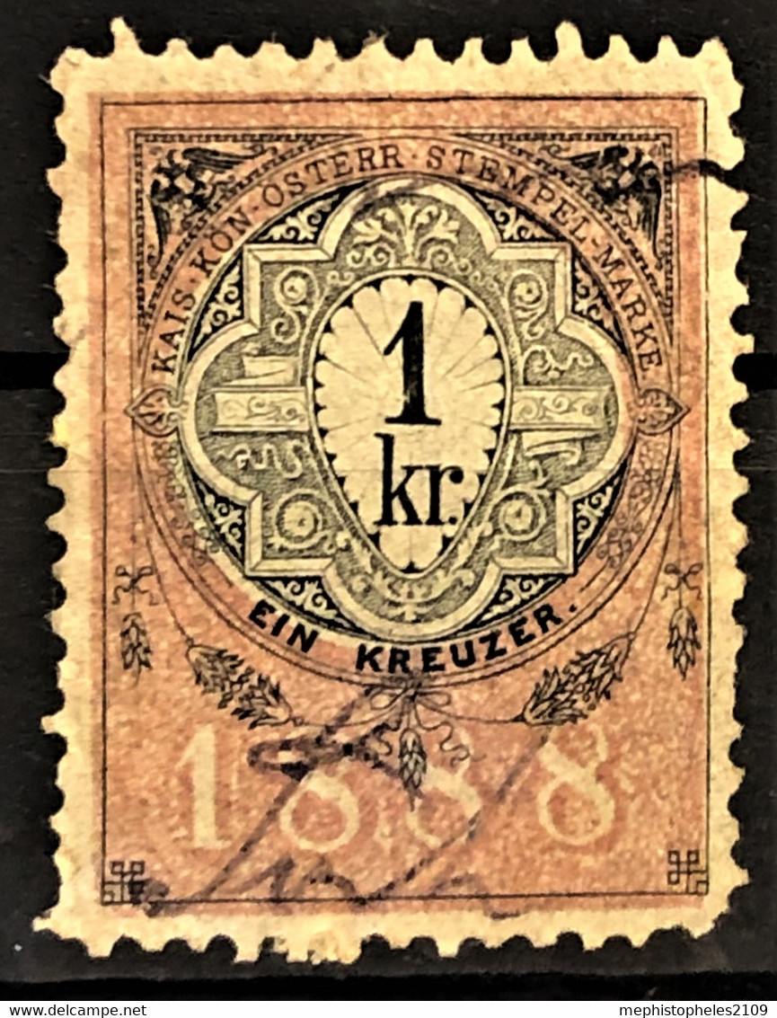 AUSTRIA 1888 - Canceled - Stempelmarke 1kr - Fiscales