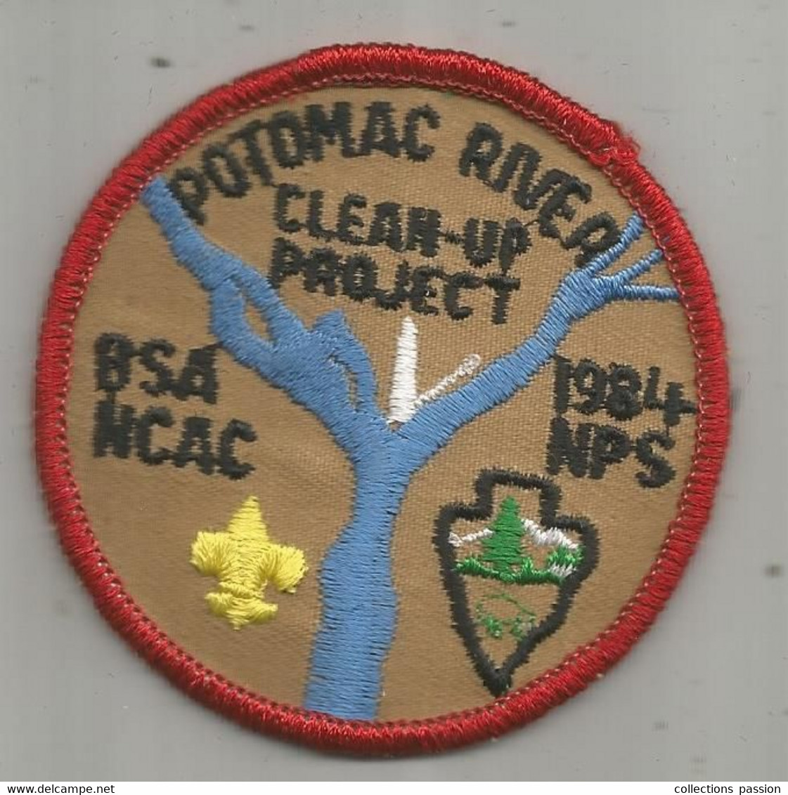 JC , écusson Tissu , Scouts , Scout , Scoutisme, POTOMAC RIVER ,Etats Unis , 1984 NPS , BSA  NCAC , Clear-up Project - Stoffabzeichen