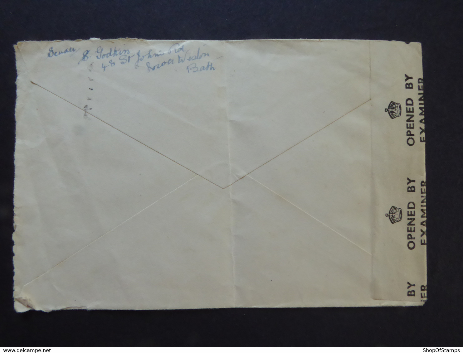 GREAT BRITAIN COVER With Postmark BATH 12 FEB 1945 And OPENED BY EXAMINER Tape 3484 - Altri & Non Classificati