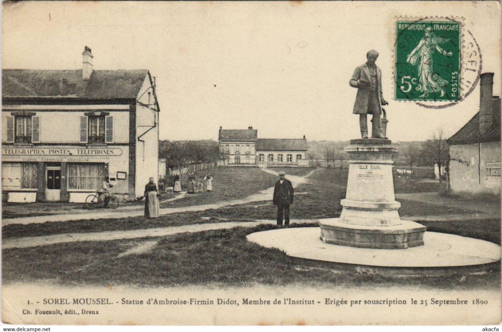 CPA SOREL-MOUSSEL Statue D'Ambroise Firmin Didot Membre De L'Institu (33205) - Sorel-Moussel