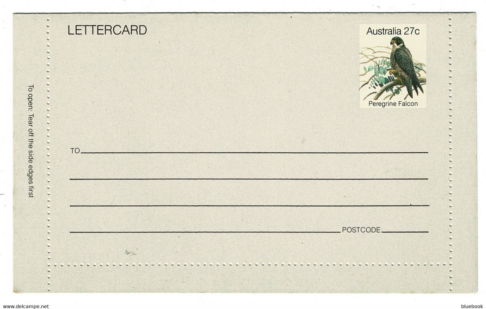 Ref 1412 -  QEII - Australia 27c Peregrine Falcon - Unused Letter Card - Bird Theme - Enteros Postales