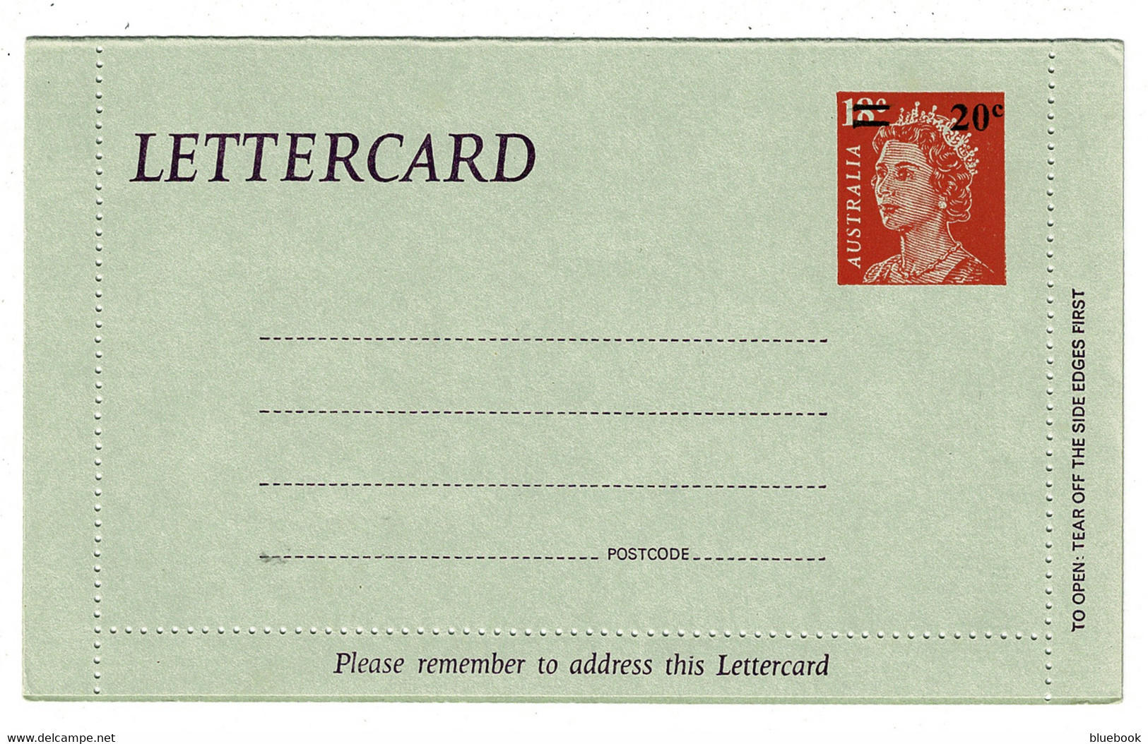 Ref 1412 -  QEII - Australia 20c Overprint On 18c Red - Unused Letter Card - Enteros Postales