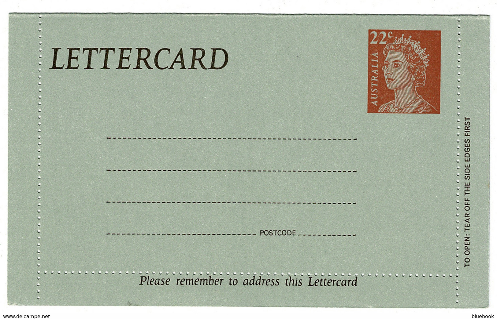 Ref 1412 -  QEII - Australia 22c Red - Unused Letter Card - Ganzsachen