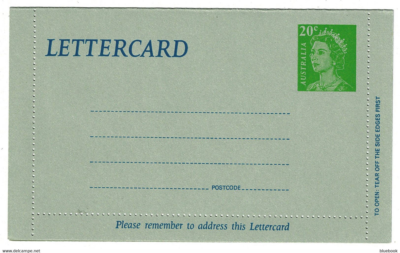 Ref 1412 - QEII - Australia 20c Green - Unused Letter Card - Entiers Postaux
