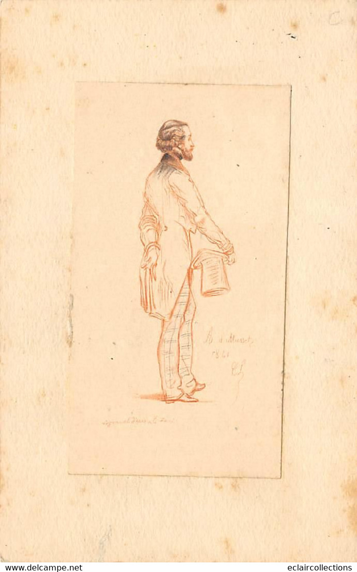Thème: Littérature: Ecrivain:      Dessin De Alfred De Musset      1841 (voir Scan) - Ecrivains