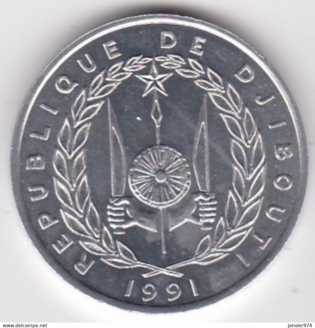 République De Djibouti. 5 Francs 1991 Aluminium. KM# 22 - Gibuti