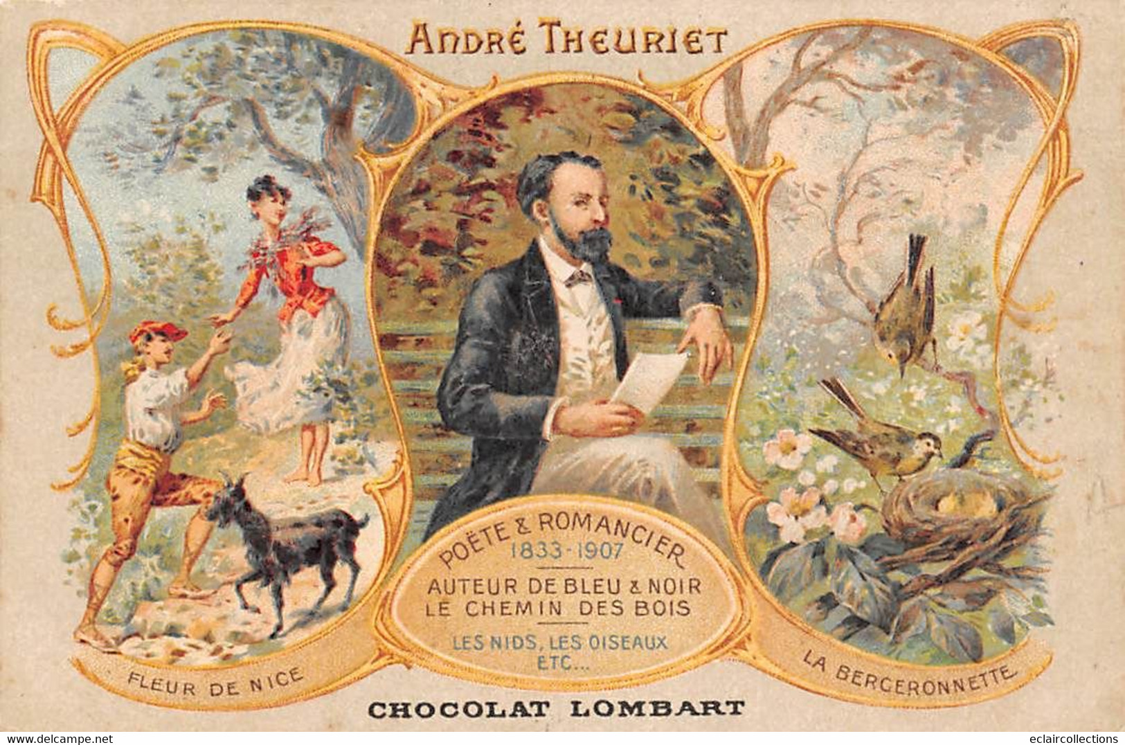 Thème: Littérature:  Ecrivains :   André Theuriet    Publicité Des Chocolats Lombart     (voir Scan) - Ecrivains